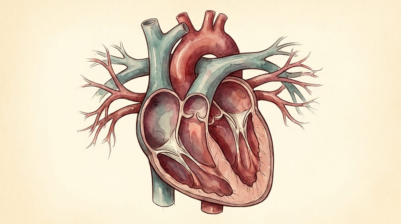 Przeszczep włosów a choroby serca — anatomia serca z naczyniami krwionośnymi i tętnicami wieńcowymi